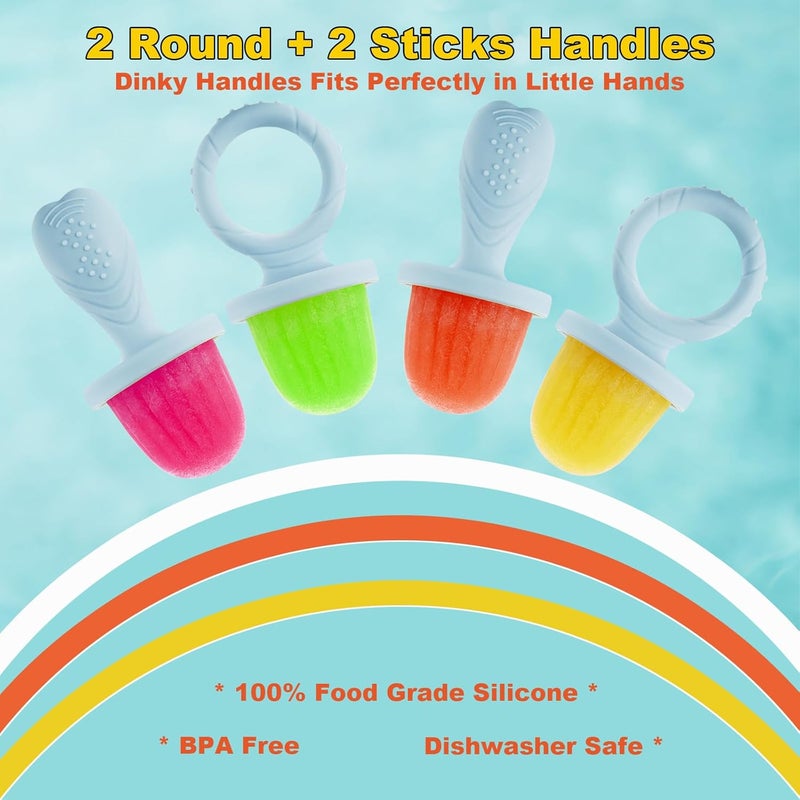 ACOOKEE Toddler Popsicles Molds 1 Pack 4 Handle, BPA Free, Silicone Baby Popsicles Molds Easy Release Ice Cream Molds Reusable - Image 4
